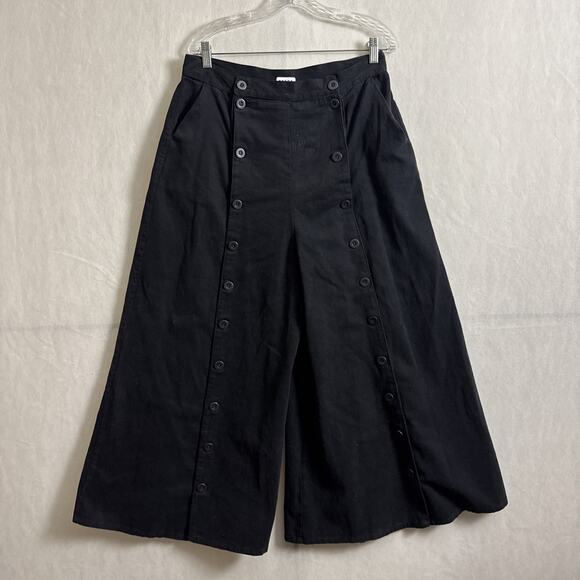 Wah Maker Women's Size 14 Black Wide Leg USA Gaucho Button Up Western Pants - Picture 1 of 9